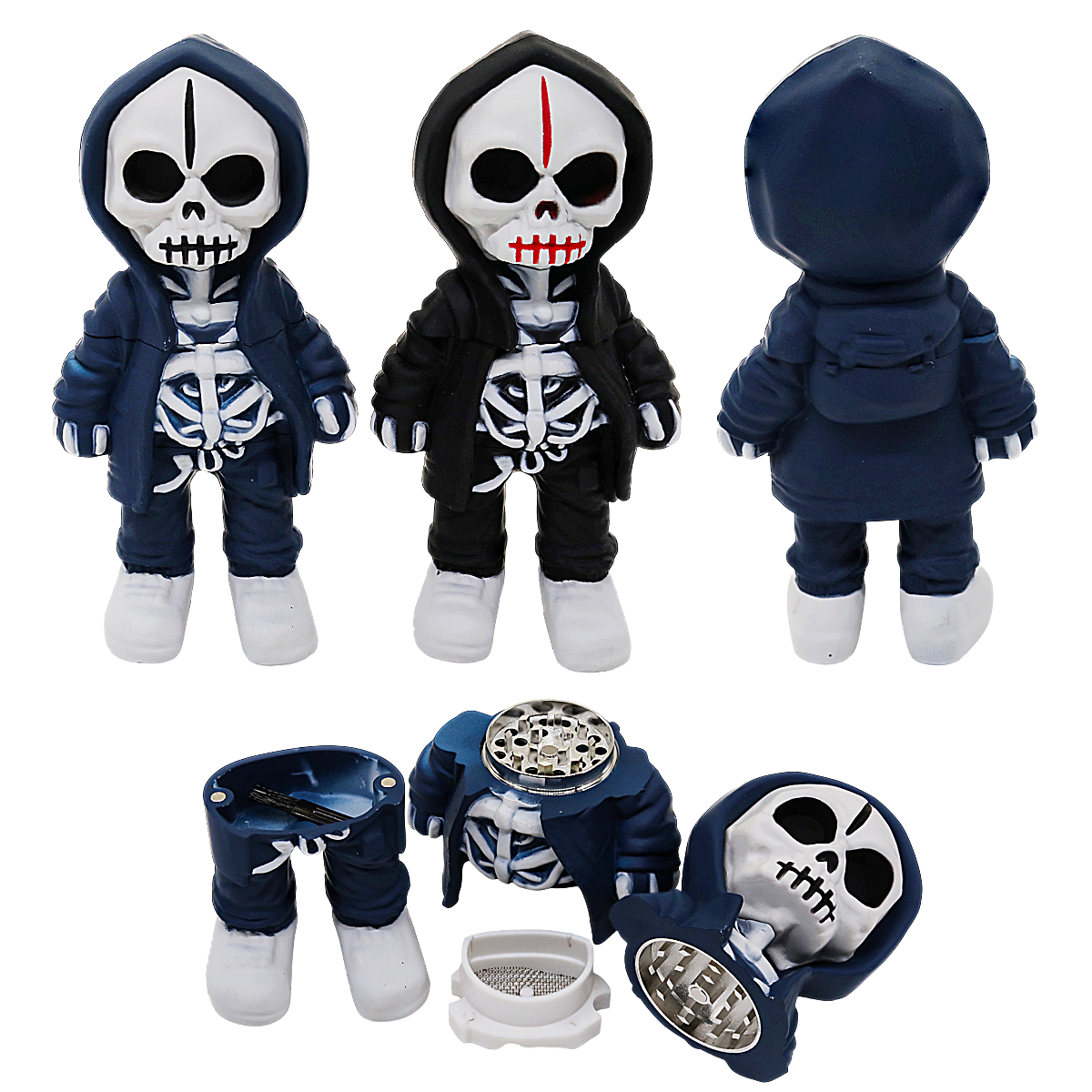 Clickit Skull With Hoodie And Backpack 3 part Grinder | MG-004 | Assorted Colors product image